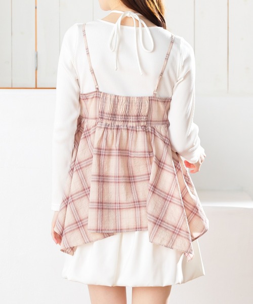 Honeys(ハニーズ)の「イレヘムキャミブラウス(シャツ/ブラウス・レディース・ネイビー系/ベージュ系その他/ホワイト系その他・S/M/LL/L)」の7枚目の写真