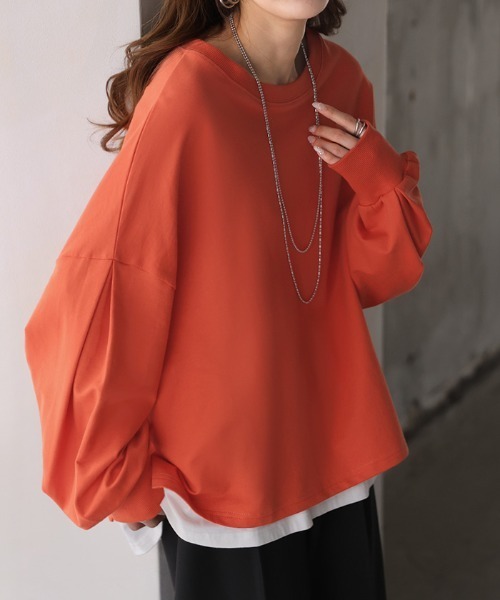 HUG.U(ハグユー)の「Tシャツ以上スウェット未満。 "ティート" 綿100% プルオーバー(Tシャツ/カットソー・レディース・グリーン/ライトグレー/ピンク/ホワイト/ブラック/ブルー/グレー/オレンジ/レッド/ブラウン・FREE)」の10枚目の写真