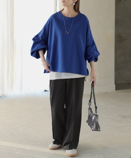 HUG.U(ハグユー)の「Tシャツ以上スウェット未満。 "ティート" 綿100% プルオーバー(Tシャツ/カットソー・レディース・グリーン/ライトグレー/ピンク/ホワイト/ブラック/ブルー/グレー/オレンジ/レッド/ブラウン・FREE)」の17枚目の写真