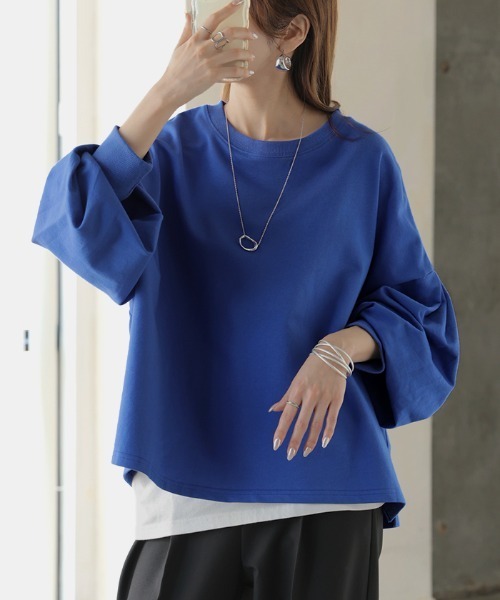 HUG.U(ハグユー)の「Tシャツ以上スウェット未満。 "ティート" 綿100% プルオーバー(Tシャツ/カットソー・レディース・グリーン/ライトグレー/ピンク/ホワイト/ブラック/ブルー/グレー/オレンジ/レッド/ブラウン・FREE)」の16枚目の写真