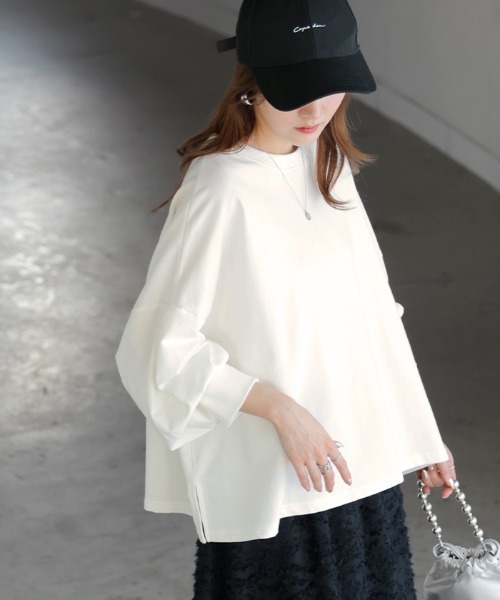 HUG.U(ハグユー)の「Tシャツ以上スウェット未満。 "ティート" 綿100% プルオーバー(Tシャツ/カットソー・レディース・グリーン/ライトグレー/ピンク/ホワイト/ブラック/ブルー/グレー/オレンジ/レッド/ブラウン・FREE)」の19枚目の写真