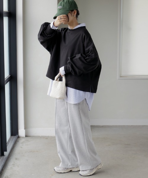 HUG.U(ハグユー)の「Tシャツ以上スウェット未満。 "ティート" 綿100% プルオーバー(Tシャツ/カットソー・レディース・グリーン/ライトグレー/ピンク/ホワイト/ブラック/ブルー/グレー/オレンジ/レッド/ブラウン・FREE)」の14枚目の写真