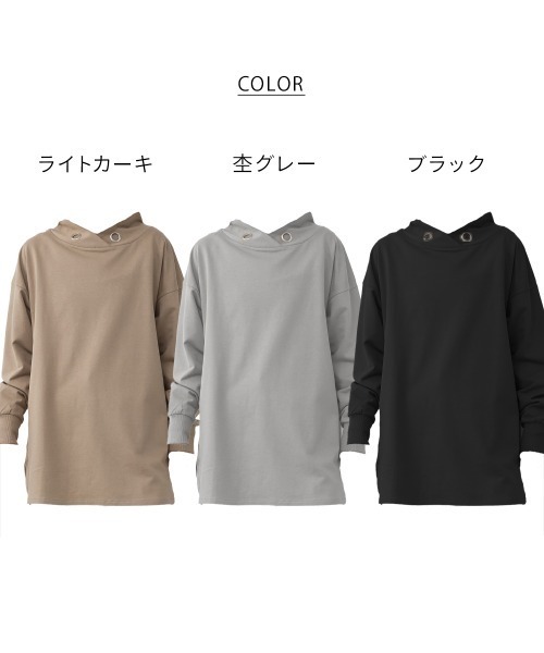 aity（アイティ）の「M-5L ハイネックアイレット スウェットプルオーバー（スウェット・レディース・ブラック/ライトカーキ/杢グレー・4L～5L/LL～3L/M～Ｌ）」の8枚目の写真
