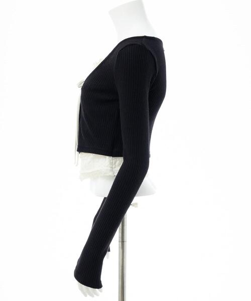 INGNI（イング）の「レースレイヤードカーデトップス（Tシャツ/カットソー・レディース・ブラック/ライトベージュ/グレー・M）」の9枚目の写真