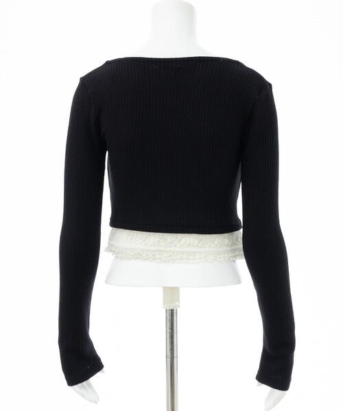 INGNI（イング）の「レースレイヤードカーデトップス（Tシャツ/カットソー・レディース・ブラック/ライトベージュ/グレー・M）」の8枚目の写真