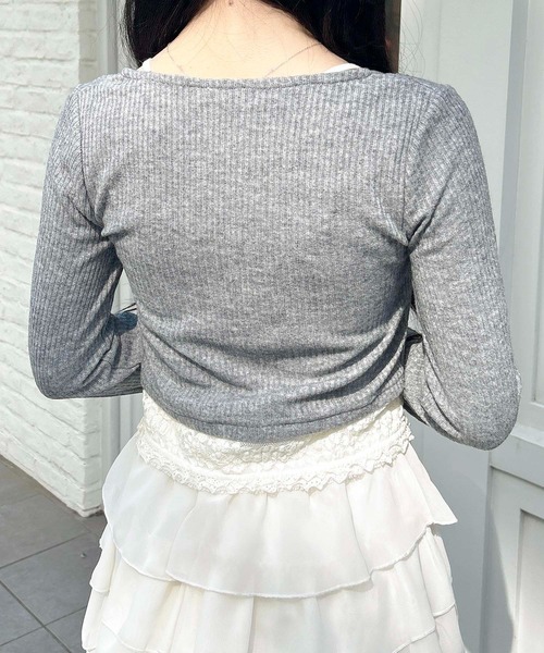 INGNI（イング）の「レースレイヤードカーデトップス（Tシャツ/カットソー・レディース・ブラック/ライトベージュ/グレー・M）」の19枚目の写真