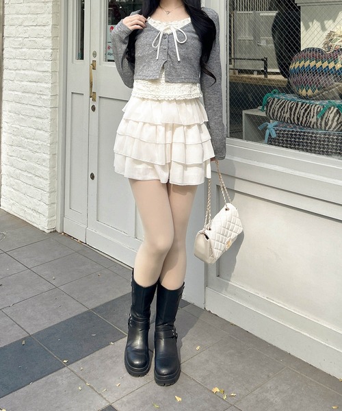 INGNI（イング）の「レースレイヤードカーデトップス（Tシャツ/カットソー・レディース・ブラック/ライトベージュ/グレー・M）」の21枚目の写真