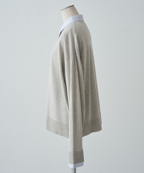 PUAL CE CIN（ピュアルセシン）の「ブラウスレイヤード風カーディガン（カーディガン/ボレロ・レディース・ライトグレー/ネイビー・FREE）」の20枚目の写真