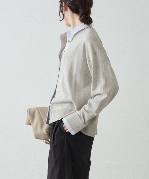PUAL CE CIN（ピュアルセシン）の「ブラウスレイヤード風カーディガン（カーディガン/ボレロ・レディース・ライトグレー/ネイビー・FREE）」の5枚目の写真