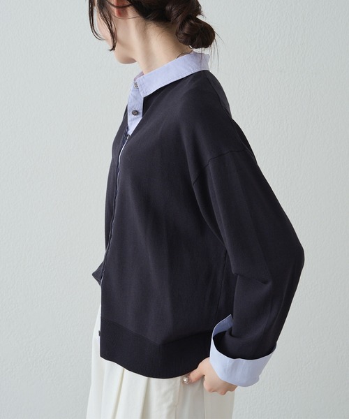 PUAL CE CIN（ピュアルセシン）の「ブラウスレイヤード風カーディガン（カーディガン/ボレロ・レディース・ライトグレー/ネイビー・FREE）」の12枚目の写真