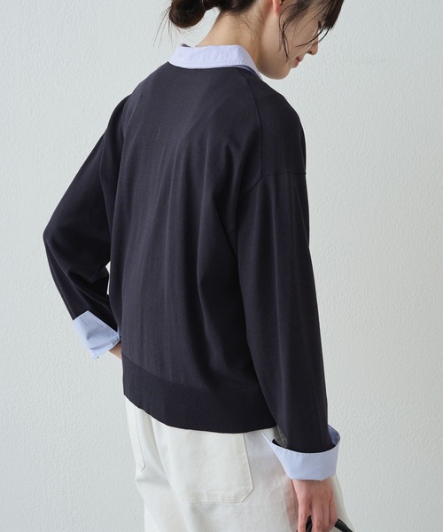 PUAL CE CIN（ピュアルセシン）の「ブラウスレイヤード風カーディガン（カーディガン/ボレロ・レディース・ライトグレー/ネイビー・FREE）」の13枚目の写真