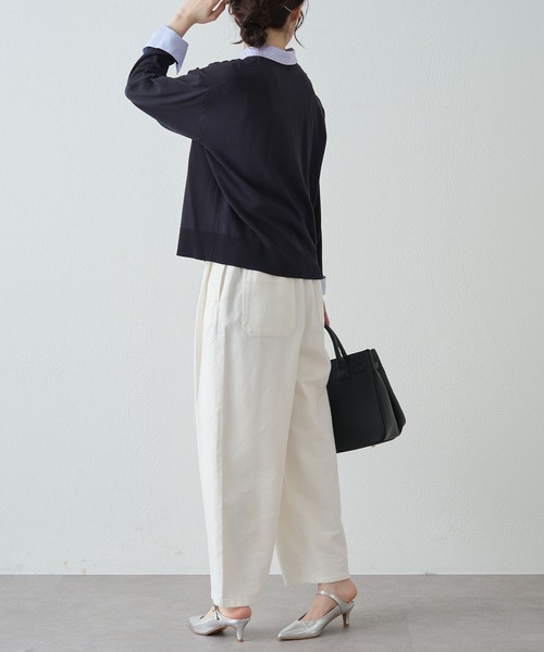 PUAL CE CIN（ピュアルセシン）の「ブラウスレイヤード風カーディガン（カーディガン/ボレロ・レディース・ライトグレー/ネイビー・FREE）」の15枚目の写真