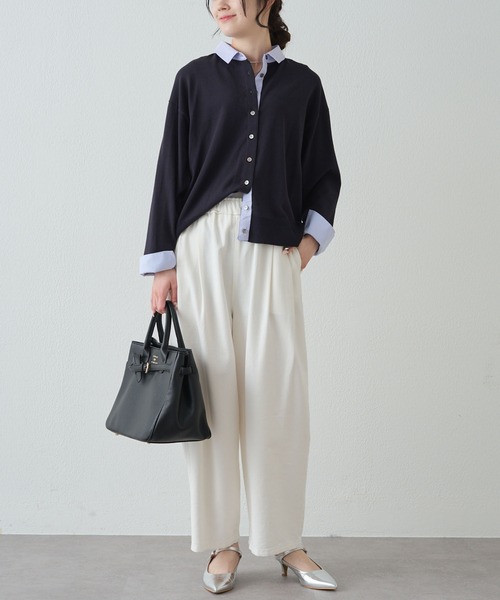 PUAL CE CIN（ピュアルセシン）の「ブラウスレイヤード風カーディガン（カーディガン/ボレロ・レディース・ライトグレー/ネイビー・FREE）」の14枚目の写真