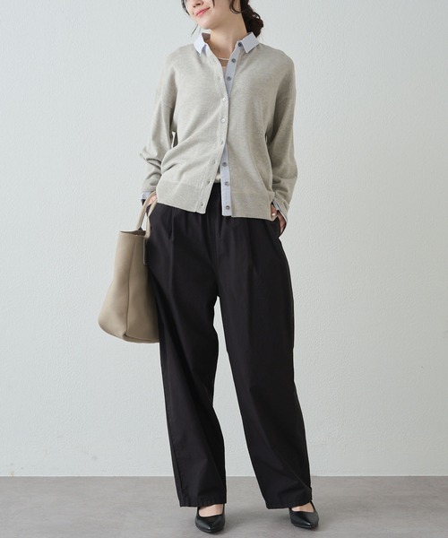 PUAL CE CIN（ピュアルセシン）の「ブラウスレイヤード風カーディガン（カーディガン/ボレロ・レディース・ライトグレー/ネイビー・FREE）」の7枚目の写真