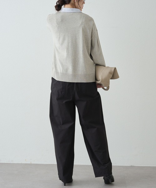 PUAL CE CIN（ピュアルセシン）の「ブラウスレイヤード風カーディガン（カーディガン/ボレロ・レディース・ライトグレー/ネイビー・FREE）」の9枚目の写真