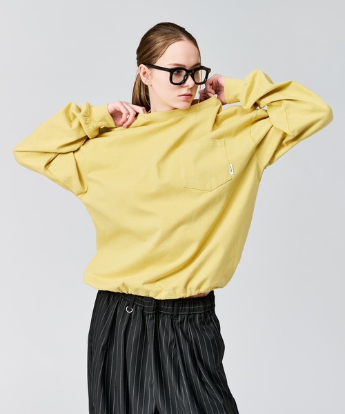 WETTEMPT（ウィテンプト）の「BASIC DRAWSTRING L/S TEE / ベーシックドローコードロンT（Tシャツ/カットソー・メンズ・グレー/ネイビー/イエロー・SMALL/MEDIUM/LARGE）」の3枚目の写真