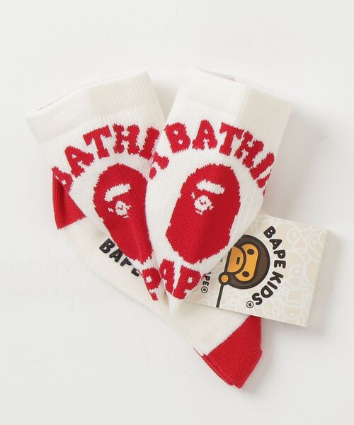 A BATHING APE(アベイシングエイプ)の「COLLEGE RIB SOCKS(ソックス/靴下・キッズ・グレー/ネイビー/ホワイト・MEDIUM/LARGE/SMALL)」の7枚目の写真