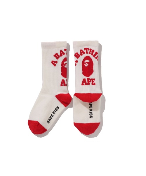 A BATHING APE(アベイシングエイプ)の「COLLEGE RIB SOCKS(ソックス/靴下・キッズ・グレー/ネイビー/ホワイト・MEDIUM/LARGE/SMALL)」の2枚目の写真