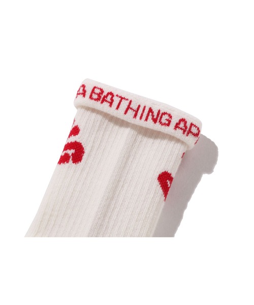 A BATHING APE(アベイシングエイプ)の「COLLEGE RIB SOCKS(ソックス/靴下・キッズ・グレー/ネイビー/ホワイト・MEDIUM/LARGE/SMALL)」の4枚目の写真
