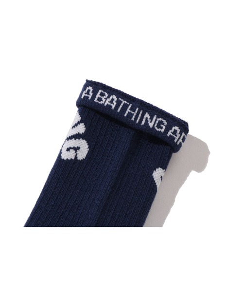 A BATHING APE(アベイシングエイプ)の「COLLEGE RIB SOCKS(ソックス/靴下・キッズ・グレー/ネイビー/ホワイト・MEDIUM/LARGE/SMALL)」の6枚目の写真