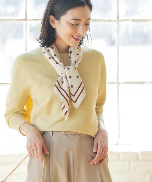 OPAQUE.CLIP（オペークドットクリップ）の「ボートネックガーターニット/オーガニックコットン混【洗濯機OK/UVケア】《6col》（ニット/セーター・レディース・ピンク/ライトブルー/ブラック/ホワイト系3/ライトイエロー系8/ベージュ・38/40/42/36）」の5枚目の写真