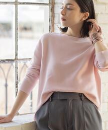 OPAQUE.CLIP（オペークドットクリップ）の「ボートネックガーターニット/オーガニックコットン混【洗濯機OK/UVケア】《6col》（ニット/セーター）」