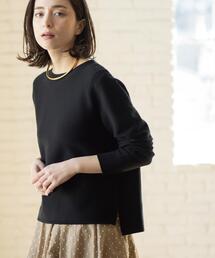 OPAQUE.CLIP（オペークドットクリップ）の「ボートネックガーターニット/オーガニックコットン混【洗濯機OK/UVケア】《6col》（ニット/セーター）」