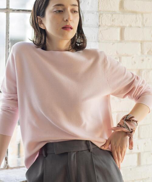 OPAQUE.CLIP（オペークドットクリップ）の「ボートネックガーターニット/オーガニックコットン混【洗濯機OK/UVケア】《6col》（ニット/セーター・レディース・ピンク/ライトブルー/ブラック/ホワイト系3/ライトイエロー系8/ベージュ・38/40/42/36）」の7枚目の写真