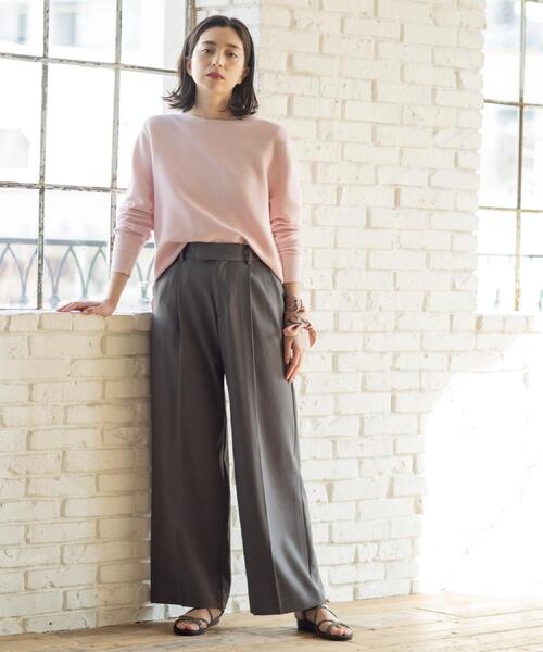 OPAQUE.CLIP（オペークドットクリップ）の「ボートネックガーターニット/オーガニックコットン混【洗濯機OK/UVケア】《6col》（ニット/セーター・レディース・ピンク/ライトブルー/ブラック/ホワイト系3/ライトイエロー系8/ベージュ・38/40/42/36）」の11枚目の写真