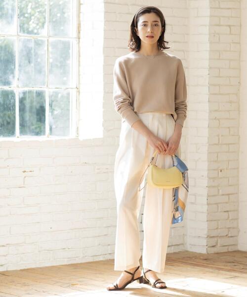 OPAQUE.CLIP（オペークドットクリップ）の「ボートネックガーターニット/オーガニックコットン混【洗濯機OK/UVケア】《6col》（ニット/セーター・レディース・ピンク/ライトブルー/ブラック/ホワイト系3/ライトイエロー系8/ベージュ・38/40/42/36）」の16枚目の写真