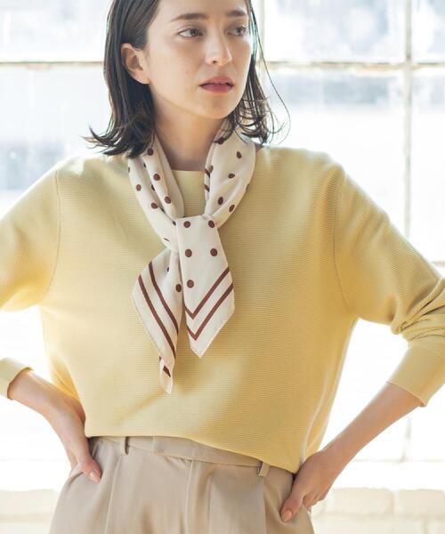 OPAQUE.CLIP（オペークドットクリップ）の「ボートネックガーターニット/オーガニックコットン混【洗濯機OK/UVケア】《6col》（ニット/セーター・レディース・ピンク/ライトブルー/ブラック/ホワイト系3/ライトイエロー系8/ベージュ・38/40/42/36）」の18枚目の写真