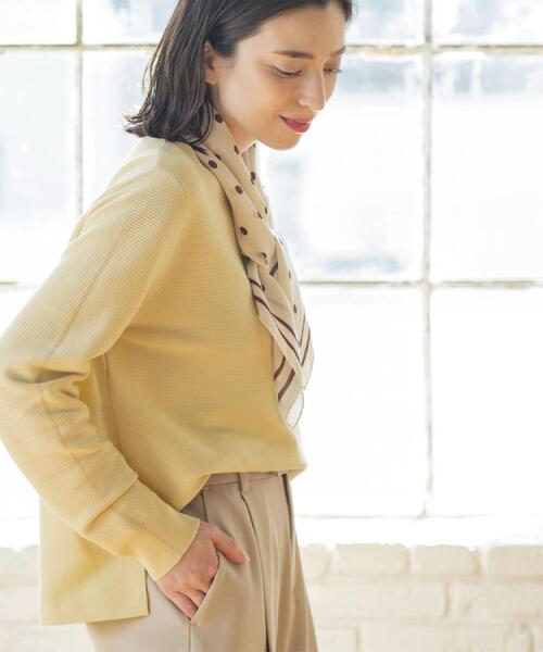 OPAQUE.CLIP（オペークドットクリップ）の「ボートネックガーターニット/オーガニックコットン混【洗濯機OK/UVケア】《6col》（ニット/セーター・レディース・ピンク/ライトブルー/ブラック/ホワイト系3/ライトイエロー系8/ベージュ・38/40/42/36）」の20枚目の写真