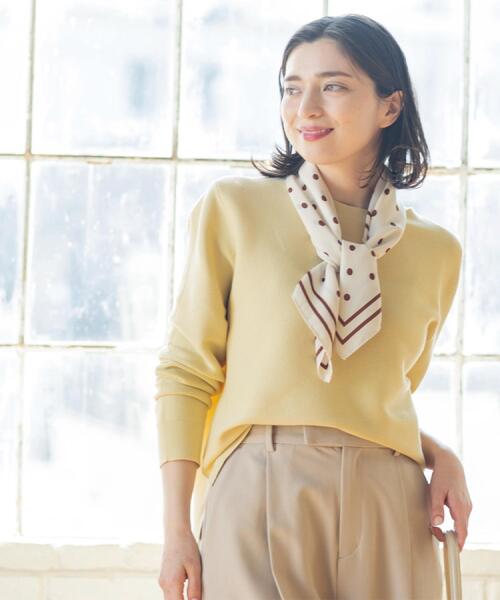 OPAQUE.CLIP（オペークドットクリップ）の「ボートネックガーターニット/オーガニックコットン混【洗濯機OK/UVケア】《6col》（ニット/セーター・レディース・ピンク/ライトブルー/ブラック/ホワイト系3/ライトイエロー系8/ベージュ・38/40/42/36）」の21枚目の写真