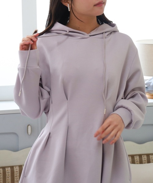 ASTORIA ODIER（アストリアオディール）の「スフレタッチミニパーカーワンピース（ワンピース・レディース・ラベンダー/アイボリー/ライトグレー・MEDIUM）」の13枚目の写真