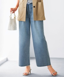 薄くて軽いデニムイージーワイドパンツ61丈