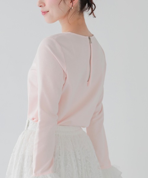 チュールフリルスリーブバックジップカットソー（Tシャツ/カットソー