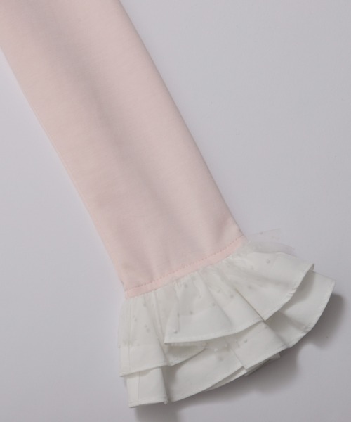 チュールフリルスリーブバックジップカットソー（Tシャツ/カットソー