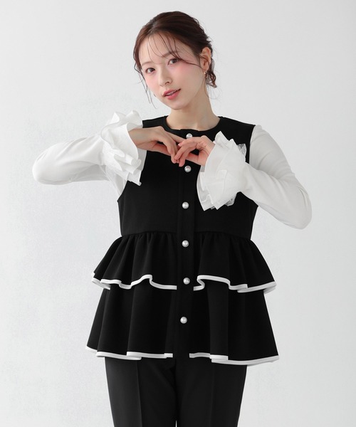 Fit more(フィットモア)の「チュールフリルスリーブバックジップカットソー(Tシャツ/カットソー・レディース・ブラック/ピンク/ホワイト・FREE)」の13枚目の写真