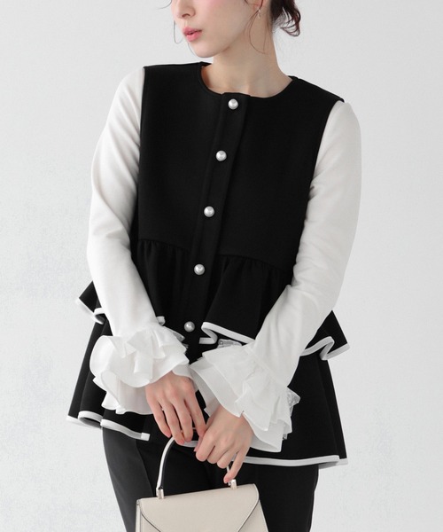 Fit more(フィットモア)の「チュールフリルスリーブバックジップカットソー(Tシャツ/カットソー・レディース・ブラック/ピンク/ホワイト・FREE)」の15枚目の写真