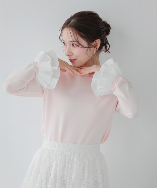 Fit more(フィットモア)の「チュールフリルスリーブバックジップカットソー(Tシャツ/カットソー・レディース・ブラック/ピンク/ホワイト・FREE)」の16枚目の写真