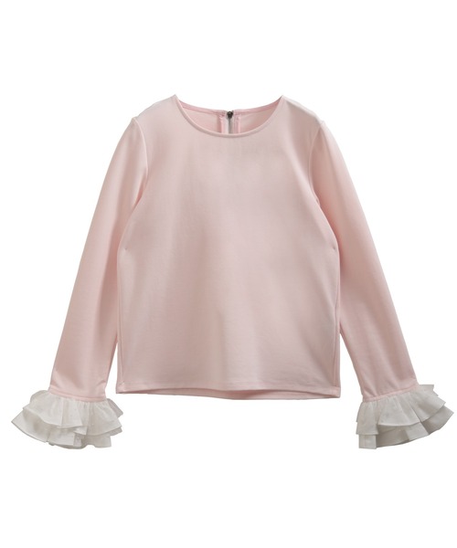 チュールフリルスリーブバックジップカットソー（Tシャツ/カットソー