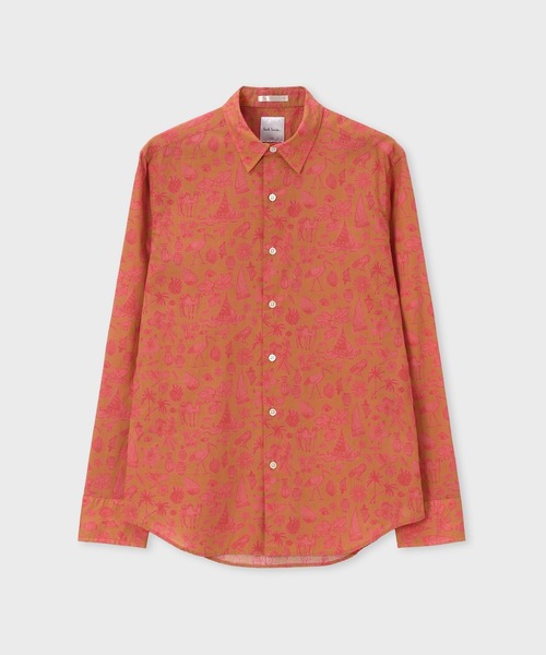 Paul Smith（ポールスミス）の「トラベルコラージュ カジュアルシャツ / 163642 N8878（シャツ/ブラウス・メンズ・オレンジ/ライトインディゴブルー・X-LARGE/LARGE/MEDIUM/SMALL）」の2枚目の写真