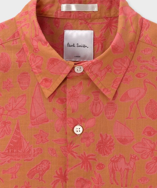 Paul Smith（ポールスミス）の「トラベルコラージュ カジュアルシャツ / 163642 N8878（シャツ/ブラウス・メンズ・オレンジ/ライトインディゴブルー・X-LARGE/LARGE/MEDIUM/SMALL）」の5枚目の写真