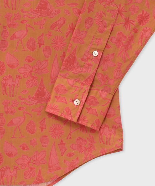 Paul Smith（ポールスミス）の「トラベルコラージュ カジュアルシャツ / 163642 N8878（シャツ/ブラウス・メンズ・オレンジ/ライトインディゴブルー・X-LARGE/LARGE/MEDIUM/SMALL）」の6枚目の写真