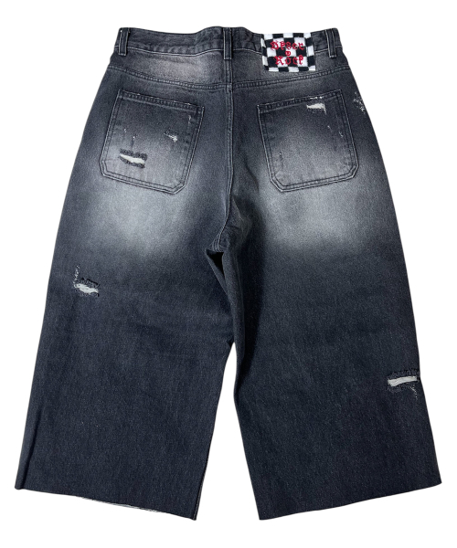 SK8ER ROCK(スケーターロック)の「Destroyed Denim Cropped Wide Pants ((black))(デニムパンツ・レディース・その他・LARGE/MEDIUM/SMALL)」の4枚目の写真