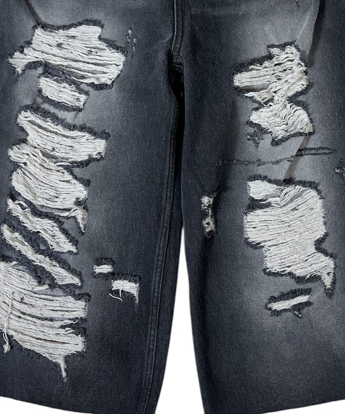 SK8ER ROCK(スケーターロック)の「Destroyed Denim Cropped Wide Pants ((black))(デニムパンツ・レディース・その他・LARGE/MEDIUM/SMALL)」の2枚目の写真