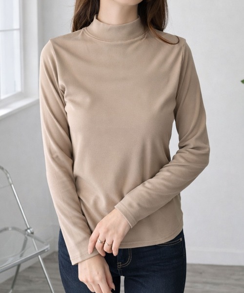 Amulet(アミュレット)の「さりげない肌なじみと上品さ♪ ソフトタッチハイネックトップス(Tシャツ/カットソー・レディース・パープル/ブラック/ブラウン/イエロー/ホワイト/ベージュ・FREE)」の7枚目の写真