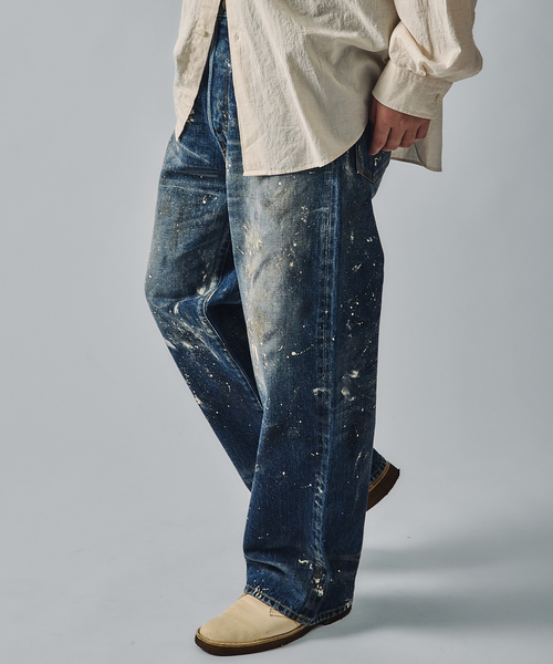 JOURNAL STANDARD J.S HOMESTEAD（ジャーナルスタンダードホームステッド）の「J.S.Homestead / エイジングデニム ワイド 5ポケ ペイント（デニムパンツ・メンズ・ネイビー・SMALL/MEDIUM/LARGE）」の5枚目の写真