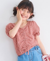 coca(coca) | キッズ ギャザーチェックブラウス(シャツ/ブラウス)