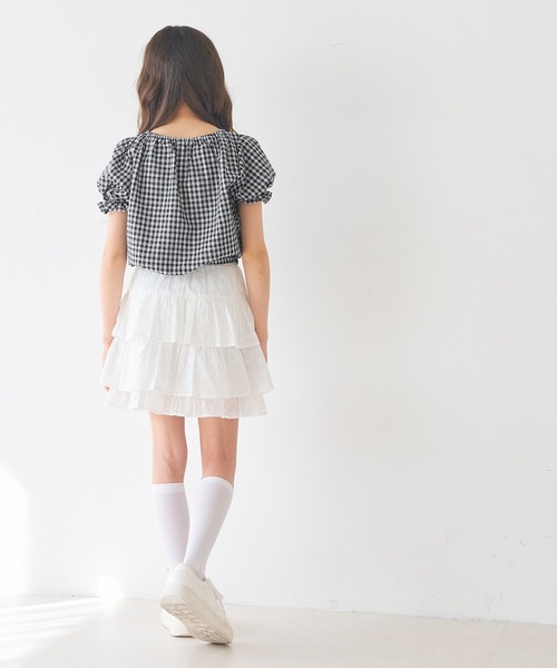 coca(coca)(コカ)の「キッズ ギャザーチェックブラウス(シャツ/ブラウス・キッズ・レッド/ブラック・150/140/130/120)」の5枚目の写真